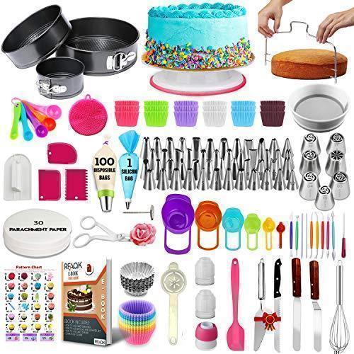 Cake Decorating Supplies 114PCS Baking Set with Cake Pans Set,Cake Rotating  Turntable,Cake Decorating Kits,Cake Baking Supplies for Beginners and Cake  Lovers 